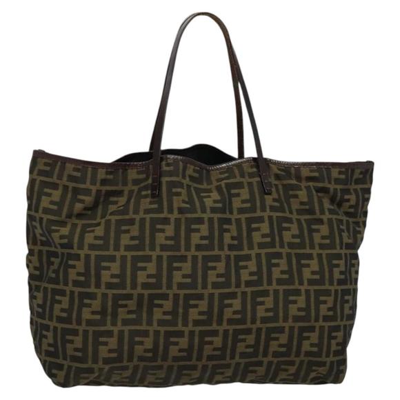 FENDI Zucca Canvas Tote Bag Black Brown Auth am8673 - Picture 1 of 16